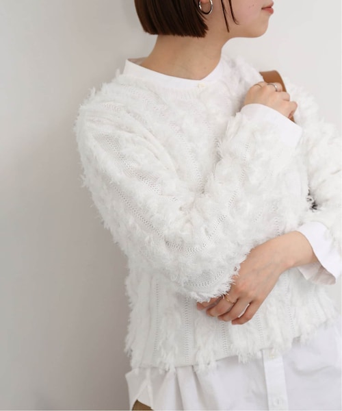 SLOBE IENA フリンジニットプルオーバー 白 Tシャツ SLOBE IENA（スローブイエナ）の「《予約》フリンジニットプルオーバー
