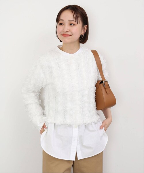 SLOBE IENA フリンジニットプルオーバー 白 Tシャツ SLOBE IENA（スローブイエナ）の「《予約》フリンジニットプルオーバー