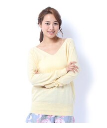 mysty woman | 広Vネック長袖ニットプルオーバー(その他)