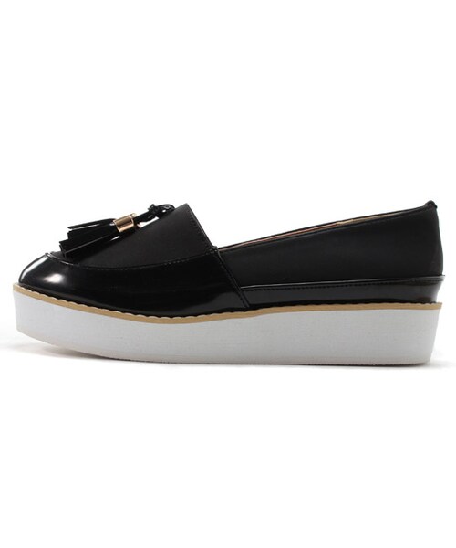 mysty woman（ミスティウーマン）の「タッセル厚底スリッポン（シューズ・レディース・アイボリー/ネイビー/ブラック・M/L）」の6枚目の写真