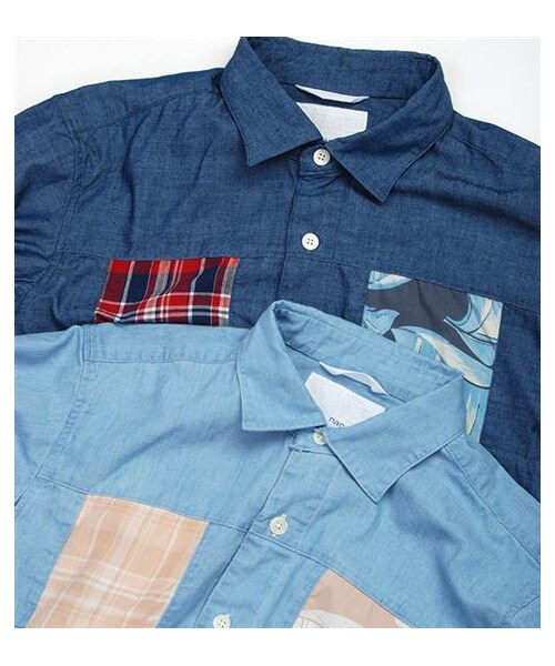 nanamica（ナナミカ）の「水洗拼貼牛津襯衫（その他・メンズ・淺藍/深藍・XS/S/M）」の2枚目の写真