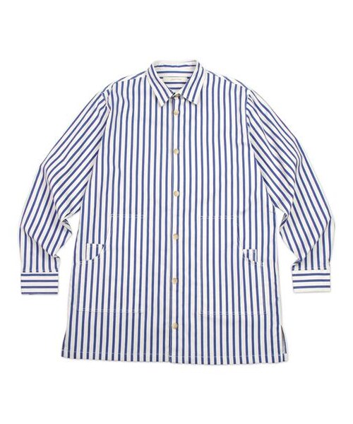 plain-me（プレインミー）の「鬆身條紋襯衫式外套（その他・メンズ・黑白/藍白・S/M）」の2枚目の写真