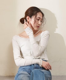 CIAOPANIC TYPY | 【shay／シェイ】シアーワッフルロンT×カップ付キャミ(セット)(Tシャツ/カットソー)