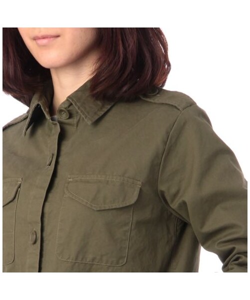 OZOC（オゾック）の「ミリタリーシャツ（ミリタリージャケット・レディース・カーキ/オフホワイト/ベージュ・M）」の6枚目の写真