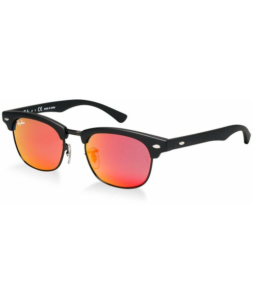Ray-Ban(レイバン)の「Ray-Ban Jr. Sunglasses, RJ9050S(サングラス・メンズ・BLACK MATTE/RED/BLACK MATTE/GREEN MIRROR/Black/Grey)」の2枚目の写真