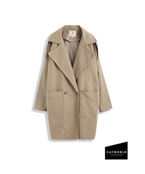 catworld（キャットワールド）の「肩飾雙釦翻領寬版風衣外套（ジャケット/アウター・レディース・淺藍/卡其・F）」の8枚目の写真