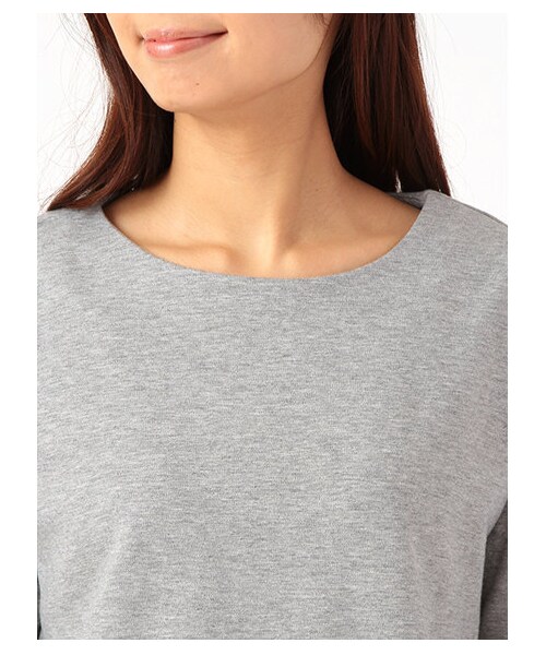 earth music&ecology（アースミュージックアンドエコロジー）の「ポンチレース切替プルオーバー（カットソー・レディース・オフホワイト/杢ライトグレー/ネイビー・F）」の4枚目の写真