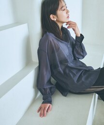 mysty woman（ミスティウーマン）の「シアーBIG2WAYシャツ（トップス）」