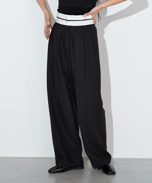 Lui's（ルイス）の「マーベルトデザインワイドパンツ（パンツ・レディース・アイボリー/ブラック・F）」の2枚目の写真