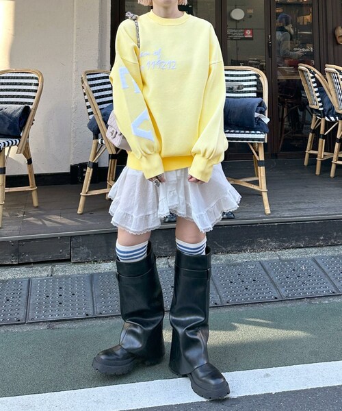 w closet（ダブルクローゼット）の「★先行予約★【Alley】ロゴジャガードプルオーバー【1月下旬入荷】（その他・レディース・イエロー/グレー・FREE）」の5枚目の写真