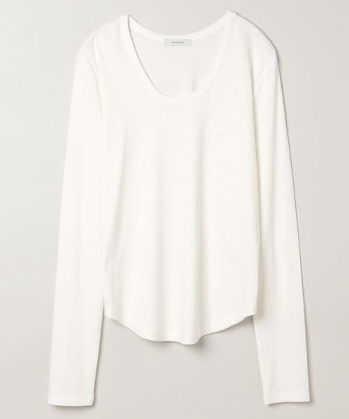 JEANASIS（ジーナシス）の「スムーステレコUネックLS TEE（トップス・ホワイト(05)/ブラック(09)/ブラック×ホワイト(19)・FREE）」の4枚目の写真