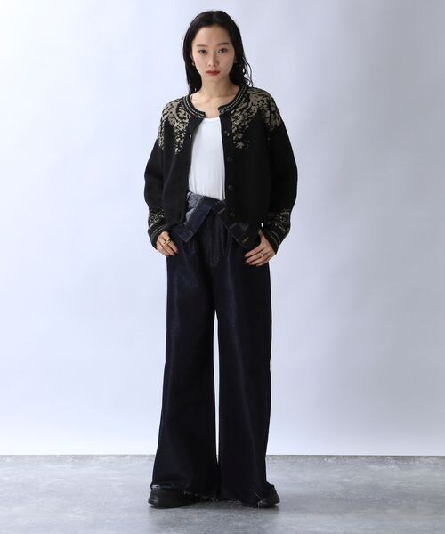 JEANASIS（ジーナシス）の「スムーステレコUネックLS TEE（トップス・ホワイト(05)/ブラック(09)/ブラック×ホワイト(19)・FREE）」の3枚目の写真