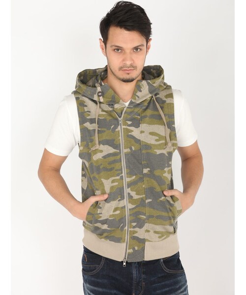 AVIREX（アヴィレックス）の「avirex/アヴィレックス/メンズ/HOODED MILITARY VEST/フーデッド ミリタリー ベスト（トップス・メンズ・BLACK/GREY/CAMO・M/L/XL）」の19枚目の写真