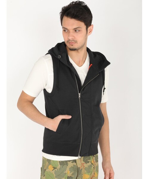 AVIREX（アヴィレックス）の「avirex/アヴィレックス/メンズ/HOODED MILITARY VEST/フーデッド ミリタリー ベスト（トップス・メンズ・BLACK/GREY/CAMO・M/L/XL）」の9枚目の写真