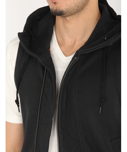 AVIREX（アヴィレックス）の「avirex/アヴィレックス/メンズ/HOODED MILITARY VEST/フーデッド ミリタリー ベスト（トップス・メンズ・BLACK/GREY/CAMO・M/L/XL）」の4枚目の写真