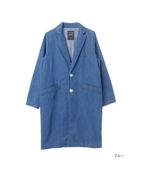 w closet（ダブルクローゼット）の「デニムシングルチェスターコート（トップス・レディース・ブルー/ワンウォッシュ・FREE）」の2枚目の写真