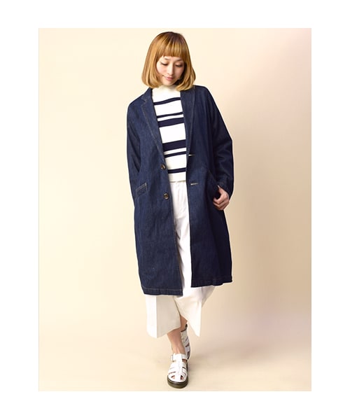 w closet（ダブルクローゼット）の「デニムシングルチェスターコート（トップス・レディース・ブルー/ワンウォッシュ・FREE）」の10枚目の写真