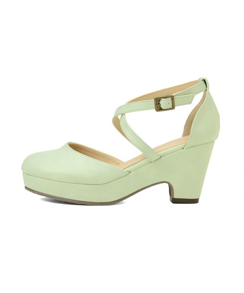 MAJESTIC LEGON（マジェスティックレゴン）の「クロスベルトパンプス（シューズ・レディース・L/グリーン/アイボリー/ブラック・M/L）」の3枚目の写真