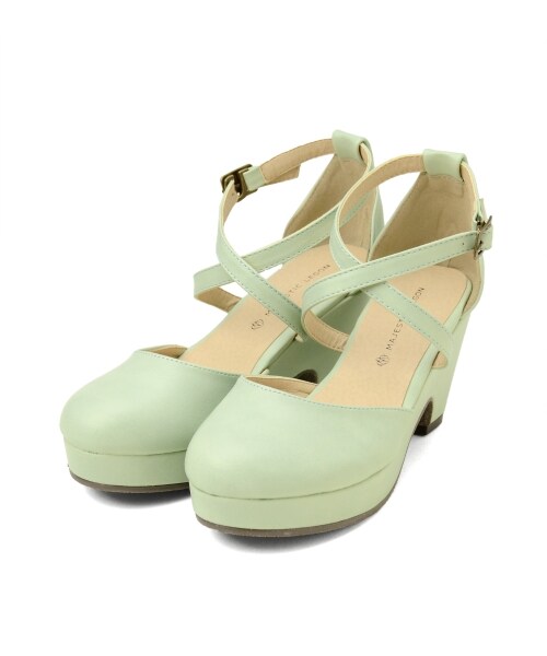 MAJESTIC LEGON（マジェスティックレゴン）の「クロスベルトパンプス（シューズ・レディース・L/グリーン/アイボリー/ブラック・M/L）」の7枚目の写真