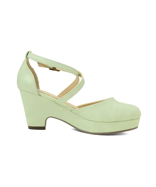 MAJESTIC LEGON（マジェスティックレゴン）の「クロスベルトパンプス（シューズ・レディース・L/グリーン/アイボリー/ブラック・M/L）」の4枚目の写真