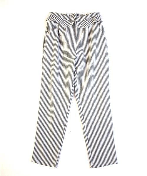 paravion（パラビオン）の「ストライプフリルパンツ（パンツ・レディース・ブラック/ベージュ/サックス・ワンサイズ）」の2枚目の写真