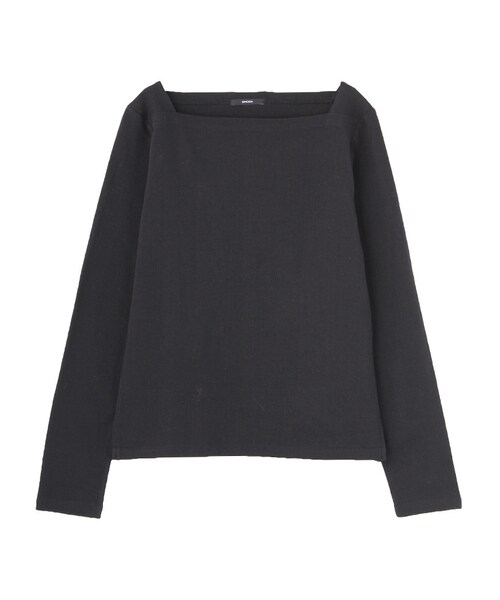 EMODA(エモダ)の「BOXボートネックロングTシャツ(トップス・レディース・ホワイト/ブラック/ライトミックス・S/M)」の2枚目の写真