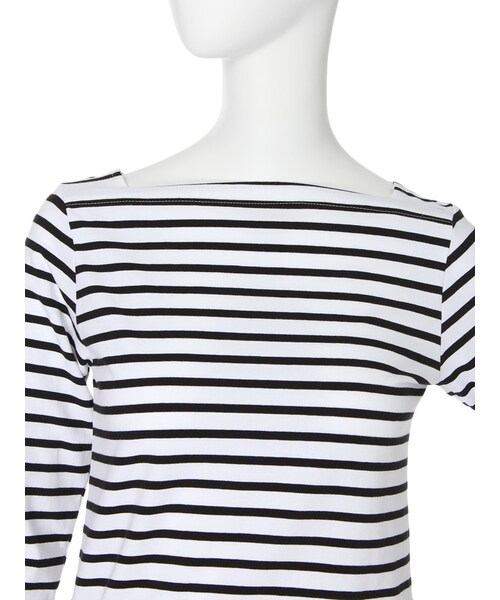 EMODA(エモダ)の「BOXボートネックロングTシャツ(トップス・レディース・ホワイト/ブラック/ライトミックス・S/M)」の8枚目の写真