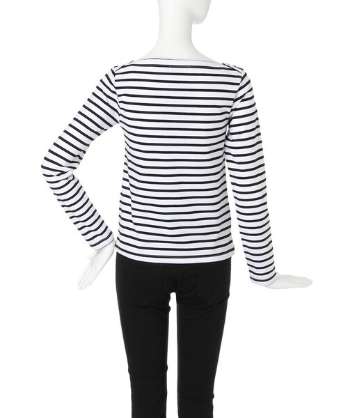 EMODA(エモダ)の「BOXボートネックロングTシャツ(トップス・レディース・ホワイト/ブラック/ライトミックス・S/M)」の7枚目の写真