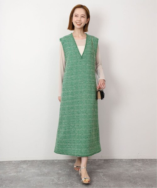 SLOBE IENA（スローブイエナ）の「《予約》ツイードVネックジャンスカ