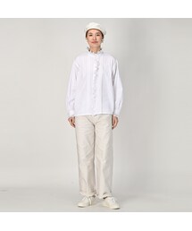 45rホワイト フリル付きプリーツシャツ 45r 50630172.jpg