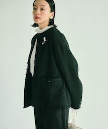 PUAL CE CIN ツイードジャケット スラブツイードノーカラージャケット | PUAL CE CIN