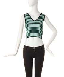 MURUA | 【CASUAL】マルチボーダーニットショートT/T(トップス)