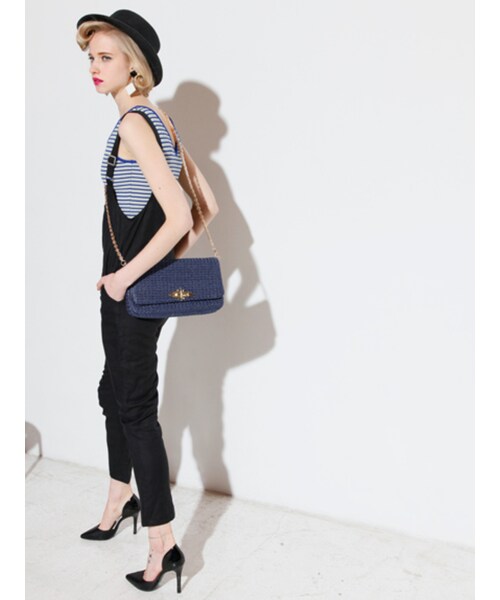 MURUA（ムルーア）の「【CASUAL】マルチボーダーニットショートT/T（トップス・レディース・ブラック/ライム/グリーン）」の9枚目の写真