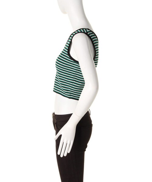 MURUA（ムルーア）の「【CASUAL】マルチボーダーニットショートT/T（トップス・レディース・ブラック/ライム/グリーン）」の11枚目の写真