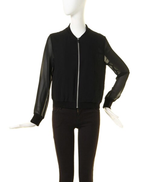 MURUA（ムルーア）の「RIBコンビシフォンBZ（ジャケット/アウター・レディース・オフホワイト/ブラック/ミントグリーン/アイスブルー/ミックス・2/1）」の2枚目の写真