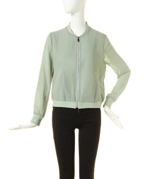 MURUA（ムルーア）の「RIBコンビシフォンBZ（ジャケット/アウター・レディース・オフホワイト/ブラック/ミントグリーン/アイスブルー/ミックス・2/1）」の3枚目の写真