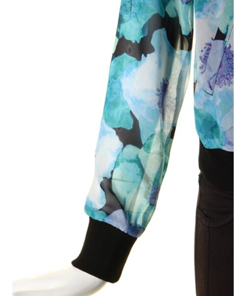 MURUA（ムルーア）の「RIBコンビシフォンBZ（ジャケット/アウター・レディース・オフホワイト/ブラック/ミントグリーン/アイスブルー/ミックス・2/1）」の12枚目の写真