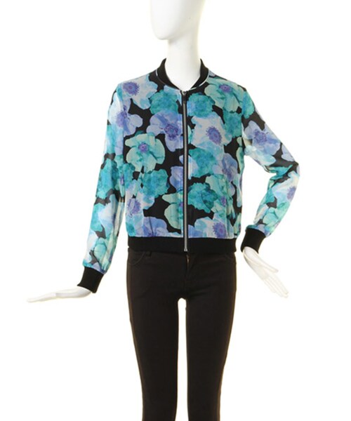 MURUA（ムルーア）の「RIBコンビシフォンBZ（ジャケット/アウター・レディース・オフホワイト/ブラック/ミントグリーン/アイスブルー/ミックス・2/1）」の5枚目の写真