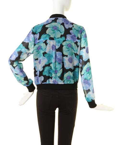 MURUA（ムルーア）の「RIBコンビシフォンBZ（ジャケット/アウター・レディース・オフホワイト/ブラック/ミントグリーン/アイスブルー/ミックス・2/1）」の8枚目の写真