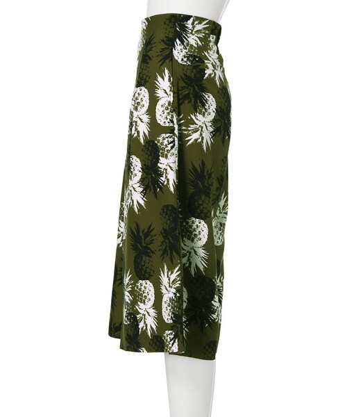 MURUA（ムルーア）の「【MODE】ananas柄ガウチョパンツ（パンツ・レディース・ホワイト/カーキ・91/92）」の5枚目の写真