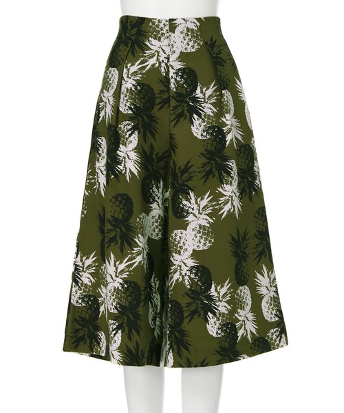 MURUA（ムルーア）の「【MODE】ananas柄ガウチョパンツ（パンツ・レディース・ホワイト/カーキ・91/92）」の2枚目の写真