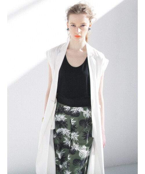 MURUA（ムルーア）の「【MODE】ananas柄ガウチョパンツ（パンツ・レディース・ホワイト/カーキ・91/92）」の4枚目の写真