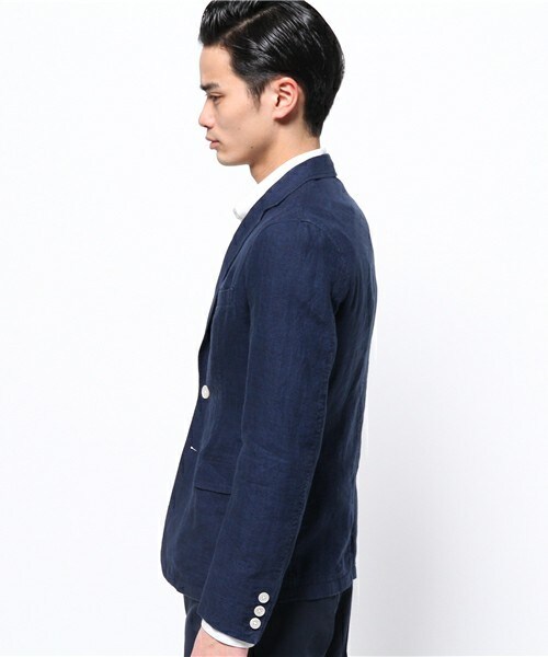 UNION STATION（ユニオンステーション）の「リネンジャケット（テーラードジャケット・メンズ・ベージュ/ブルー/ネイビー・SMALL/MEDIUM/LARGE/LL）」の5枚目の写真