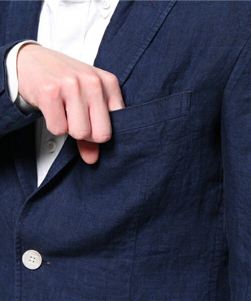 UNION STATION（ユニオンステーション）の「リネンジャケット（テーラードジャケット・メンズ・ベージュ/ブルー/ネイビー・SMALL/MEDIUM/LARGE/LL）」の11枚目の写真