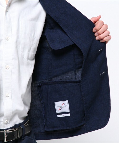 UNION STATION（ユニオンステーション）の「リネンジャケット（テーラードジャケット・メンズ・ベージュ/ブルー/ネイビー・SMALL/MEDIUM/LARGE/LL）」の13枚目の写真