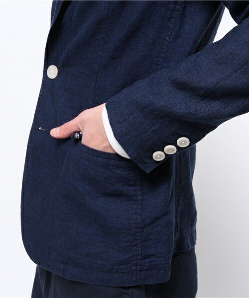 UNION STATION（ユニオンステーション）の「リネンジャケット（テーラードジャケット・メンズ・ベージュ/ブルー/ネイビー・SMALL/MEDIUM/LARGE/LL）」の9枚目の写真