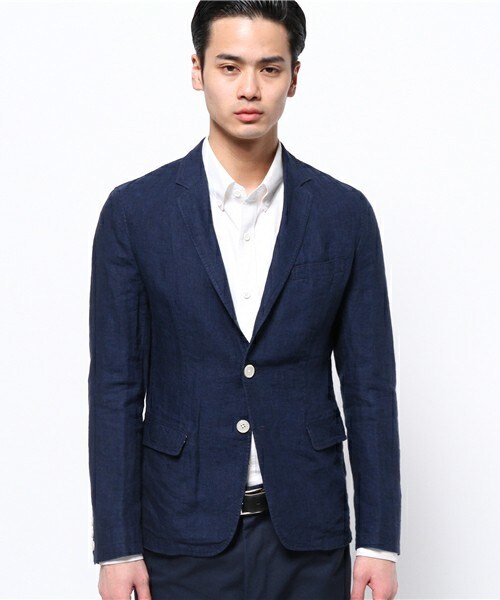 UNION STATION（ユニオンステーション）の「リネンジャケット（テーラードジャケット・メンズ・ベージュ/ブルー/ネイビー・SMALL/MEDIUM/LARGE/LL）」の4枚目の写真