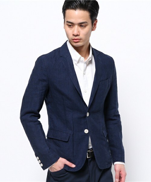 UNION STATION（ユニオンステーション）の「リネンジャケット（テーラードジャケット・メンズ・ベージュ/ブルー/ネイビー・SMALL/MEDIUM/LARGE/LL）」の3枚目の写真