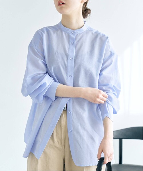 IENA（イエナ）の「《予約》コットンシルクバックギャザーシャツ
