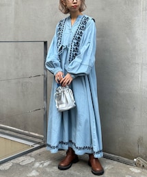 CIAOPANIC（チャオパニック）の「【2024SS】INDIAベストセットデニム刺繍ワンピース（ワンピース/ドレス）」